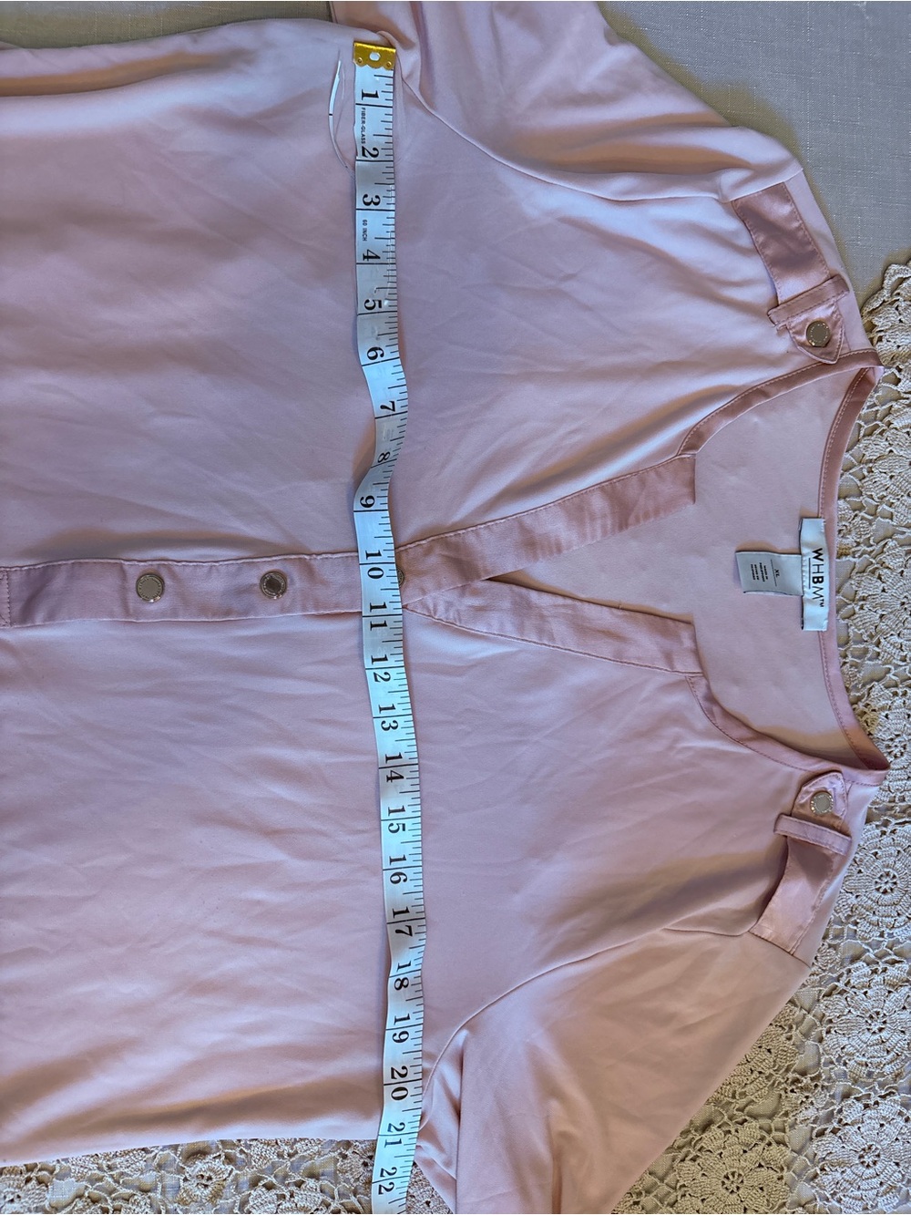 White House Black Market Soft Blush V-Neck Button-Trim Blouse - Picture 9 of 12